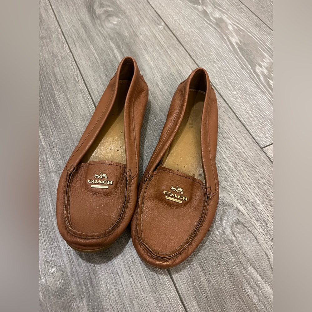 Coach Brown Leather Driving Shoe Flats Size 6